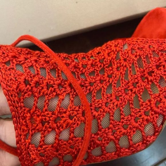 Italian made crochet gladiator red heels - Picture 4 of 6